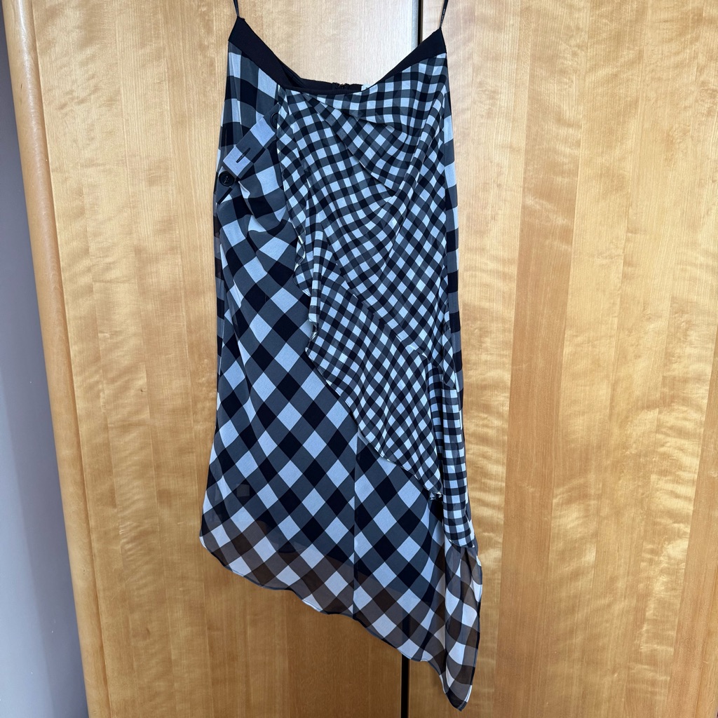 Self Portrait Gingham Black And White Skirt